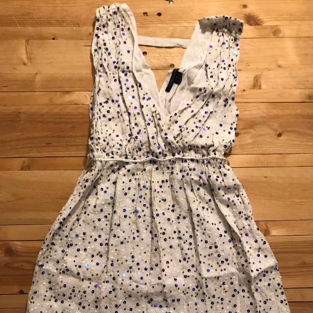 French Connection White Sequin Mini Dress size-2